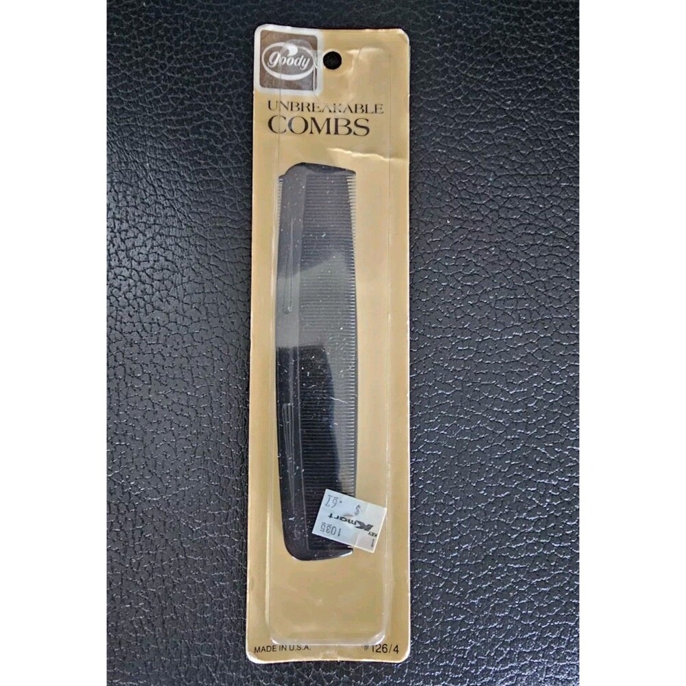 Goody Unbreakable Hair Combs Pack of 2 Purse Pocket 1982 126/4 Black USA Made